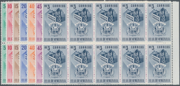 Venezuela: 1953, Coat Of Arms 'GUARICO‘ Normal Stamps Complete Set Of Seven In Blocks Of Ten From Ri - Venezuela