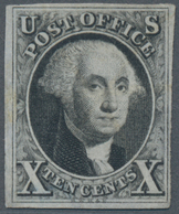 Vereinigte Staaten Von Amerika: 1847 'Washington' 10c. Black, Imperf, With A Manuscript Cancellation - Oblitérés