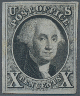 Vereinigte Staaten Von Amerika: 1847 'Washington' 10c. Black, Imperf, With A Manuscript Cancellation - Usati