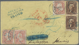 Vereinigte Staaten Von Amerika: 1861, Envelope Bearing Washington 3x 3 C Red And Jefferson 2x 5 C Br - Oblitérés