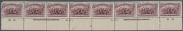 Vereinigte Staaten Von Amerika: 1893 Columbian Expo. 2c. Brown Violet Bottom Marginal Strip Of Eight - Oblitérés