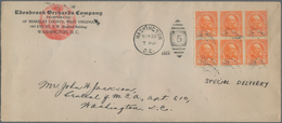 Vereinigte Staaten Von Amerika: 1922. 6c Garfield Perf 11 (Scott 558), Horizontal Block Of Six, Tied - Gebruikt