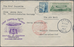 Vereinigte Staaten Von Amerika: 1933 (29.10.), Graf Zeppelin 50c. Green And Additional 5c. Stamp Use - Gebruikt