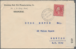 Vereinigte Staaten Von Amerika - Post In China: 1917 (ca.), Unovpt. Washington 2 C. Tied Duplex "U.S - Chine (Shanghai)