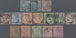 Zanzibar: 1865-1921 INDIA Used In ZANZIBAR: Group Of 19 Indian Stamps Used And Cance4lled By Various - Zanzibar (...-1963)