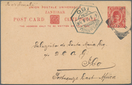 Zanzibar - Ganzsachen: 1911, Postcard 'Sultan Ali-ben-Hamud' 6c. Carmine Commercially Used With Squa - Zanzibar (...-1963)