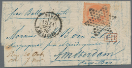 Ballonpost: 1870, 31 Oct., Laure 40c. Orange (faults) On Lettersheet Obliterated By Etoile Avec Nume - Fesselballons