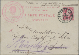Ballonpost: 1888, Belgium. Postcard 10c With Red Balloon Cachet Of The Belgian Professionale Balloon - Mongolfiere