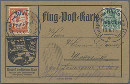 Flugpost Deutschland: 1912, FLUGPOST RHEIN MAIN SST. FRANKFURT 13.6. Auf Graubrauner Flugpostkarte N - Poste Aérienne & Zeppelin