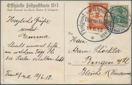 Flugpost Deutschland: 1912, FRANKFURT(MAIN), BOCKENHEIM 12.6. Auf 5Pf. Germania Und DARMSTADT 13.6., - Posta Aerea & Zeppelin