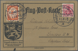 Flugpost Deutschland: 1912, FLUGPOST RHEIN MAIN / PLATTENFEHLER Mi. I "Feld 6" (0 Von 10 Mit Strich) - Poste Aérienne & Zeppelin