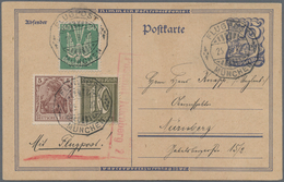 Flugpost Deutschland: 1922, Postreiter 75 Pfg. Ganzsache Mit 95 Pfg. Zus.-Frankatur, Gestplt. Flugpo - Poste Aérienne & Zeppelin