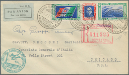 Flugpost Europa: 1933, Mass Flight Triptych 5.25 + 44.75 L. "I-TEUC" On Well Preserved Registered Le - Andere-Europa