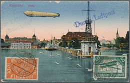 Zeppelinpost Deutschland: 1919, Bodensee-Post, Dt.Reich 10 Pf U. 40 Pf Flugpostmarken (Mi.111/112), - Luchtpost & Zeppelin