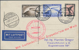 Zeppelinpost Deutschland: 1929, Si. 30Bd, WELTRUNDFAHRT/ETAPPE FHFN-FHFN: Bordpost-Luxuskarte Mit 4 - Poste Aérienne & Zeppelin