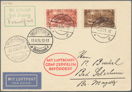 Zeppelinpost Deutschland: 1931, SAAR/FRANKFURT-FAHRT: Luxus-Vertragsstaatenkarte, Mi. 119+121 Friedr - Luchtpost & Zeppelin