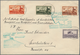 Zeppelinpost Deutschland: 1933, SAAR / SAARGEBIETSFAHRT: Luxusbrief Der Rundfahrt Und Rückfahrt Nach - Luft- Und Zeppelinpost