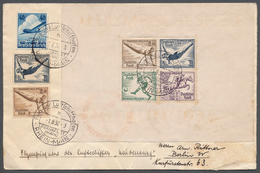 Zeppelinpost Deutschland: 1.8.1936, Olympia-Blocks Jeweils Mit Zusatzfrankatur Auf Briefen Von Frank - Luft- Und Zeppelinpost