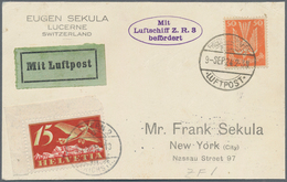 Zeppelinpost Europa: 1924. Swiss-franked Card Flown Aboard The Graf Zeppelin Airship. A Bit Worn. - Andere-Europa