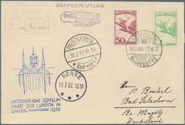 Zeppelinpost Europa: 1932. UNGARN/DANZIG LUPOSTA-Fahrt, Abwurf Rönne. Luxuskarte Mit Flugmarken. Bei - Sonstige - Europa