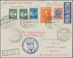 Zeppelinpost Europa: 1933, 1. SAF, Zuleitung Rumänien, Luftpost-R-Brief Aus Bukarest Mit 84 Lei Nach - Andere-Europa