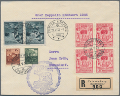 Zeppelinpost Europa: Italienfahrt 1933, Rundfahrt über Rom Und Rückfahrt, R-Brief Ab Triesenberg 26. - Andere-Europa