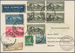Zeppelinpost Europa: 1933, ALBANIEN - 2. SAF 1933: Fantastischer R-Beleg Mit 5-Farben Buntfrankatur - Sonstige - Europa