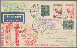 Zeppelinpost Europa: 1930, UNGARN / 2. SAF 1930: Anschlußflug BERLIN Reco-Brief, Abwurf BARCELONA (b - Europe (Other)