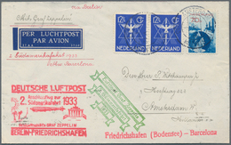 Zeppelinpost Europa: 1933, NIEDERLANDE / 2. SAF 1933: Anschlußflug BERLIN Brief Mit Abwurf BARCELONA - Sonstige - Europa