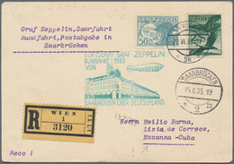 Zeppelinpost Europa: 1933, SAAR-RUNDFAHRT: Reco-Karte (16 Ab Österreich, Davon 1x Nach Cuba!!) - Europe (Other)
