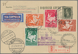 Zeppelinpost Europa: 1934, BULGARIEN/ARGENTINIENFAHRT: Spitzen-R-Karte Sofia - Berlin - FHFN - Bueno - Andere-Europa