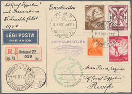 Zeppelinpost Europa: 1934. Ungarn/Weihnachtsfahrt: Reco-Luxuskarte Als Nachbringe-Bordpost Mit Bestä - Andere-Europa