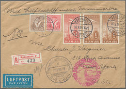 Zeppelinpost Europa: 1936, DÄNEMARK / 8. NAF 1936: Reco-Privatbrief Mit Flugmarken, FRANKFURT M - LA - Andere-Europa