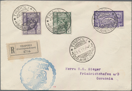 Zeppelinpost Übersee: 1933, Trip To Italy, Tripolitania Airmail 5l. Violet In Combination With Libya - Zeppelins