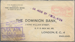 Katastrophenpost: 1945, CANADA/MONTREAL-LONDON: Dominion Bank Cover With L1 "DAMAGED BY FIRE & WATER - Autres & Non Classés