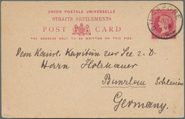 Deutsche Schiffspost Im Ausland - Seepost: 1891/1892, 2 C Red Straits Settlements Postal Stationery - Autres & Non Classés