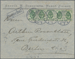 Schiffspost Alle Welt: 1906, 2 K Green Horizontal Stripe Of Five On Letter From Hangö/Finland Cancel - Sonstige & Ohne Zuordnung