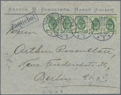 Schiffspost Alle Welt: 1906, 2 K Green Horizontal Stripe Of Five On Letter From Hangö/Finland Cancel - Altri & Non Classificati