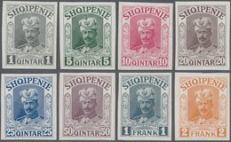 Albanien: 1914, Prince William Of Wied, 1 Q Grey To 1 Fr Blue-grey, 7 IMPERFORATED Proofs In The Sam - Albanien