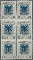 Albanien: 1920, Prince William Of Wied 1q. Grey With Blue Opt. ‚SHKODRA‘ Block Of Six, Mint Never Hi - Albanien