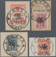 Albanien - Lokalausgaben: KORYTSA French Administration, 1916, Eagle & Surcharges Issue, 4 Different - Albanien