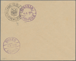 Albanien - Ganzsachen: 1913, (1 Gr) Official Seal 'Ministeria E Post Teleg E Telefonevet' With 'Doub - Albanien