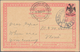 Albanien - Ganzsachen: 1913, 20 Pa Red On Buff Postal Stationery Card With Black Ovp SHQIPENIA And E - Albanien