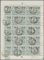 Belgien: 1911, Caritas Issue (type Montald) 1c. Grey With Opt. ‚CHARLEROI 1911‘ Complete Sheetlet Wi - Autres & Non Classés