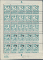 Belgien: 1911, Caritas Issue (type Montald) 5c. Greenish-blue With Opt. ‚CHARLEROI 1911‘ Complete Sh - Autres & Non Classés