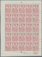 Belgien: 1911, Caritas Issue (type Montald) 10c. Carmine With Opt. ‚1911‘ Complete Sheetlet With 25 - Other & Unclassified