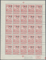Belgien: 1911, Caritas Issue (type Montald) 10c. Carmine With Opt. ‚CHARLEROI 1911‘ Complete Sheetle - Autres & Non Classés