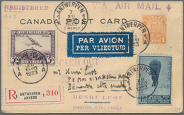 Belgien: 1934, Double Card 1 C. KGV, Uprated Reply Part Sent Registered And Airmail From ANTWERPEN B - Autres & Non Classés