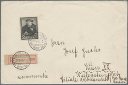 Belgien: 1935, SITEB, 5fr.+5fr. Olive-black, Stamp Ex Souvenir Sheet, Single Franking On Registered - Sonstige & Ohne Zuordnung