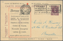 Belgien - Ganzsachen: 1924, 15c Violet Postal Stationery Card With Private Additional Print Red Cros - Sonstige & Ohne Zuordnung